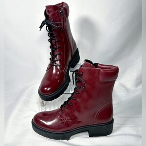COACH ‘Leighton’ Lace-up Combat Boots in Burgundy